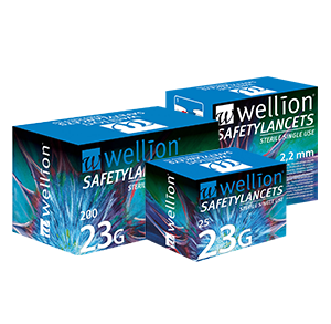 Wellion Safetylancets 23G - Ideal bei Sehproblemen, verminderter Feinmotorik und für ältere Menschen. Schnelle und einfache Handhabung. Sanft und sicher. Minimierte Schmerzen durch ultra-scharfe Nadel. Perfekt für medizinisches Fachpersonal, Krankenhäuser und Pflegeheime. Steril und Vermeidung von Stichverletzungen. Foto